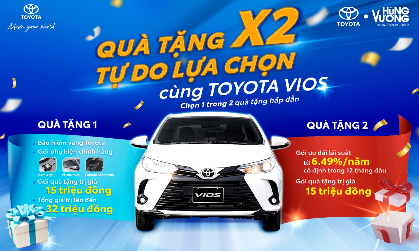 KHUYẾN MÃI THÁNG 11 MUA XE VIOS – QUÀ TẶNG X2, TỰ DO LỰA CHỌN CÙNG TOYOTA VIOS