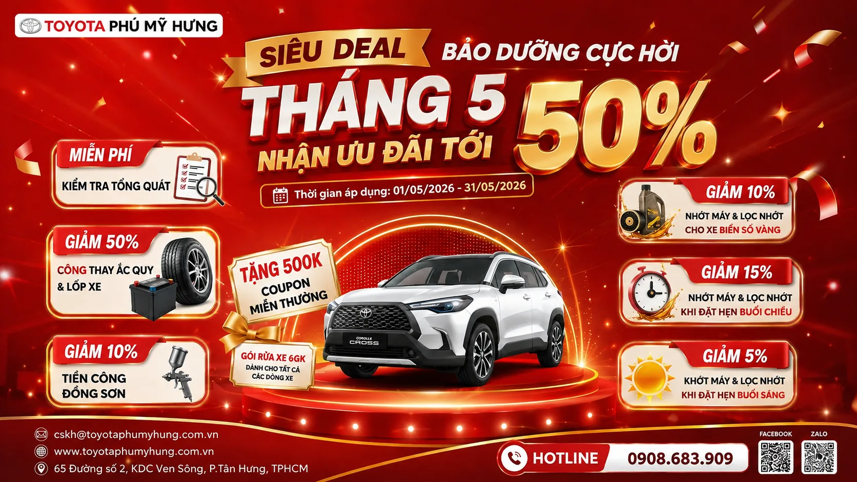 🎁BÙNG NỔ ƯU ĐÃI DỊCH VỤ THÁNG 5 – GIẢM ĐẾN 50%, VỮNG TAY LÁI MÙA MƯA!