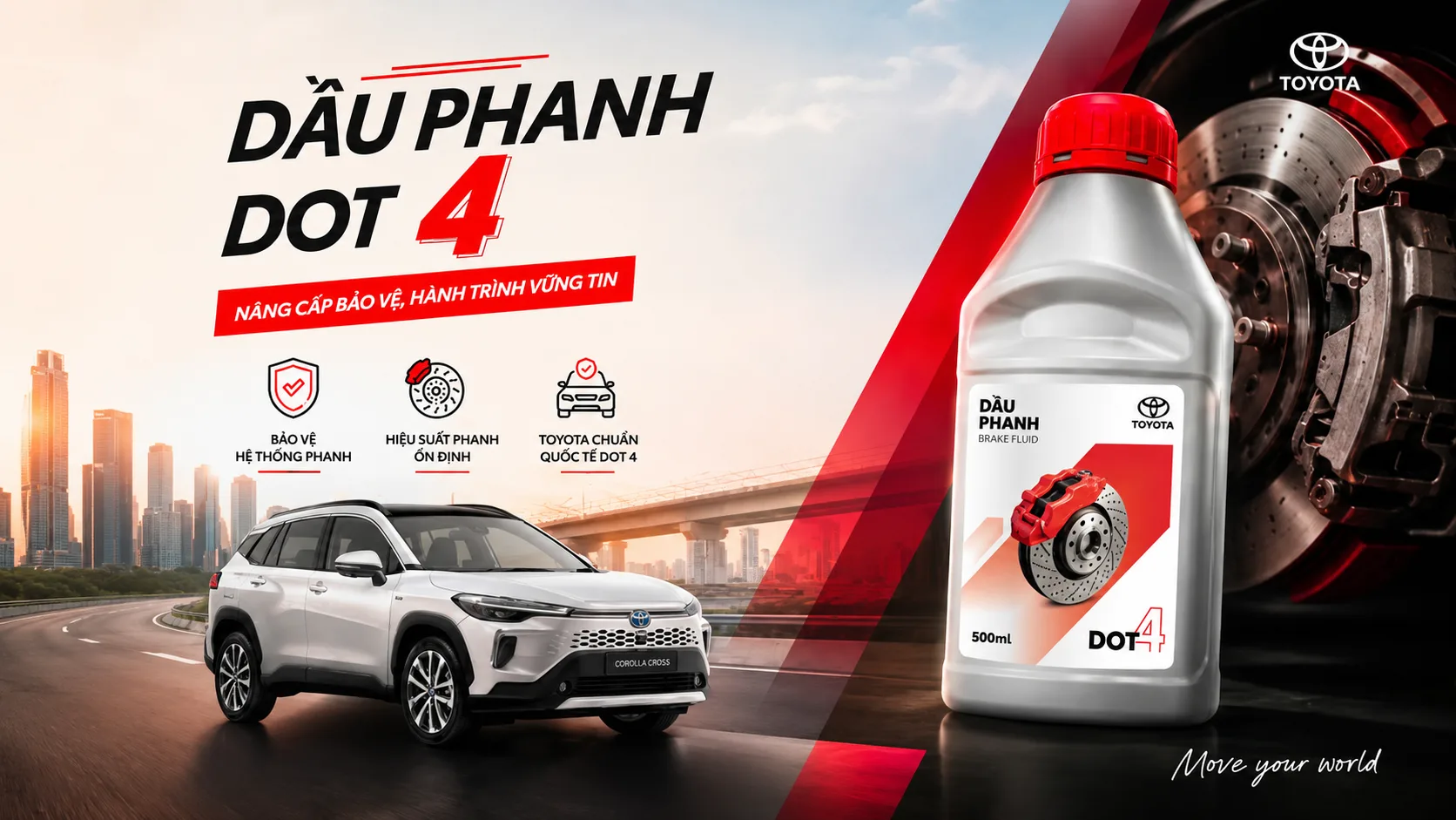 DẦU PHANH DOT 4 CHÍNH HÃNG TOYOTA – NÂNG CẤP BẢO VỆ, HÀNH TRÌNH VỮNG TIN